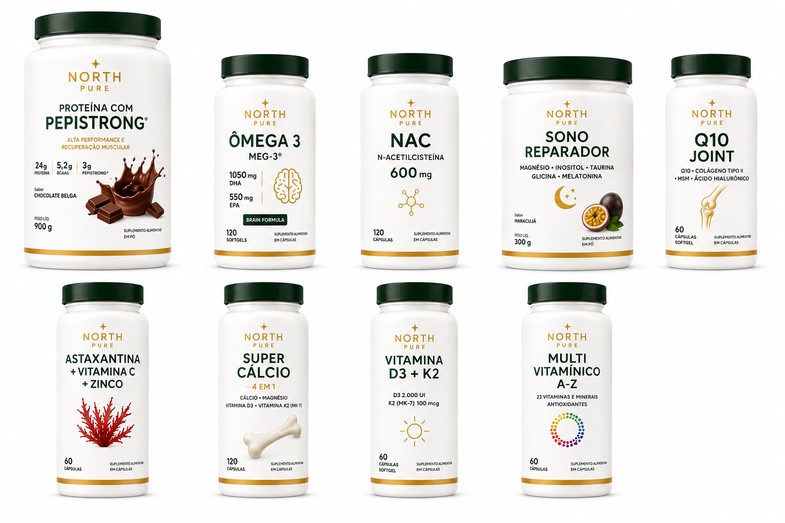 Linha completa de suplementos North Pure